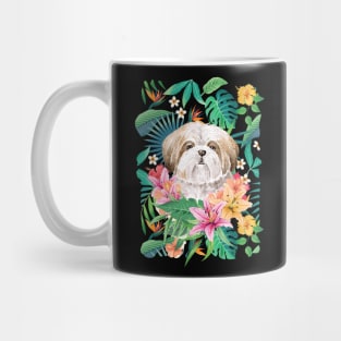 Tropical Gold Red White Shih Tzu 9 Mug